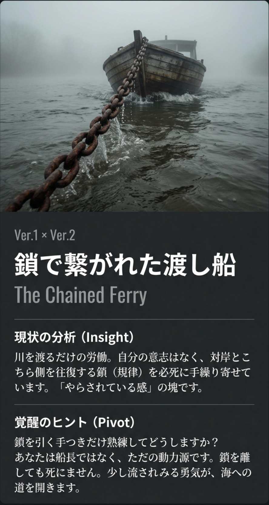 鎖で繋がれた渡し船