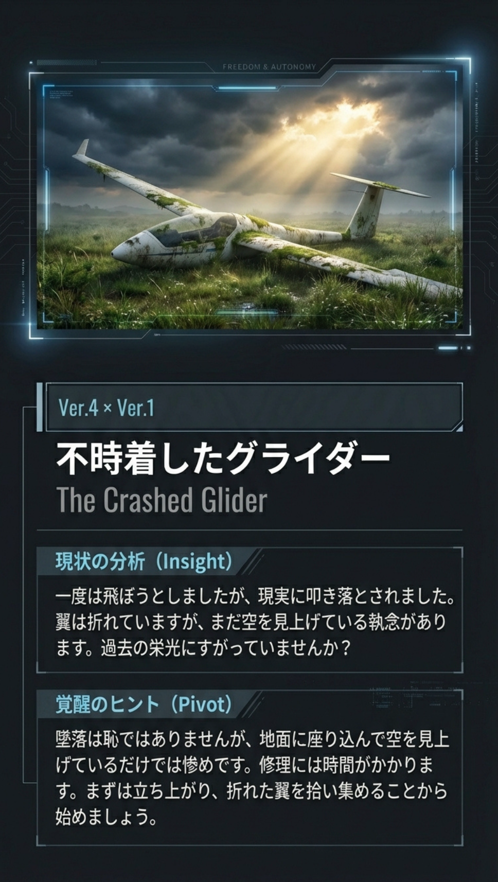 不時着したグライダー