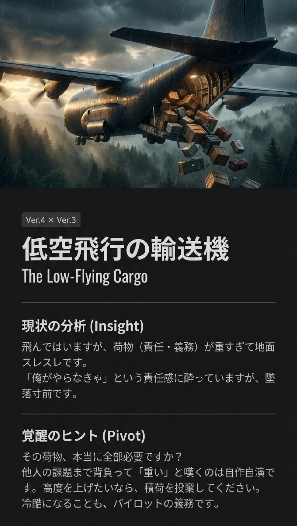 低空飛行の輸送機